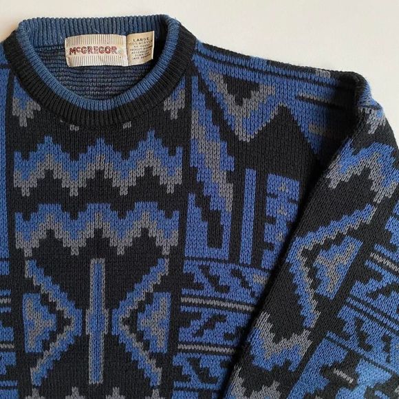 Vintage black & blue sweater - Picture 3 of 4